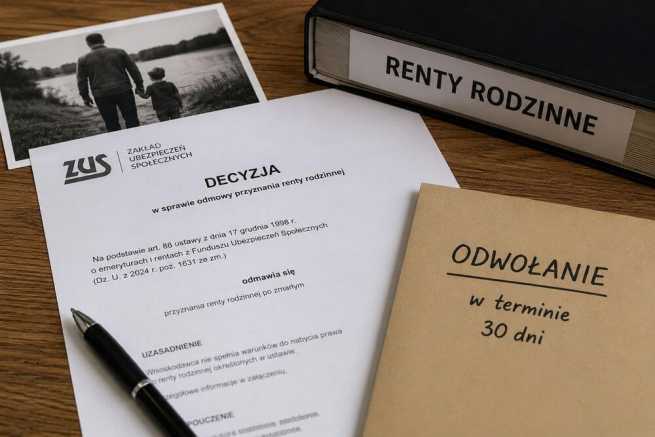 Odmowa renty rodzinnej po zmarłym ojcu, dokumenty, odwołanie i terminy
